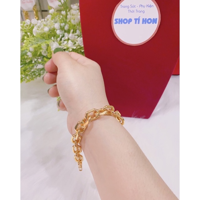Lắc tay nam kiểu xích vuông dát vàng 18 cao cấp mẫu mới về