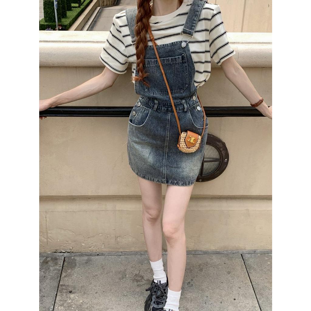 Váy Yếm Denim Thời Trang Mùa Hè Phong Cách Retro Cá Tính 63954