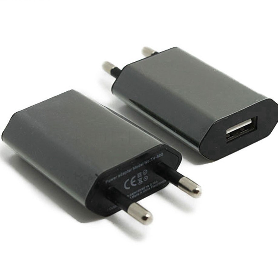 Phích cắm sạc điện USB 5V 1A chuẩn EU/Hoa Kỳ dùng khi đi du lịch