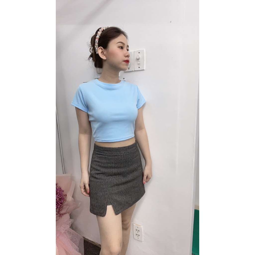AÓ CROPTOP ÔM TAY NGẮN BASIC XINH XẮN 5 MÀU