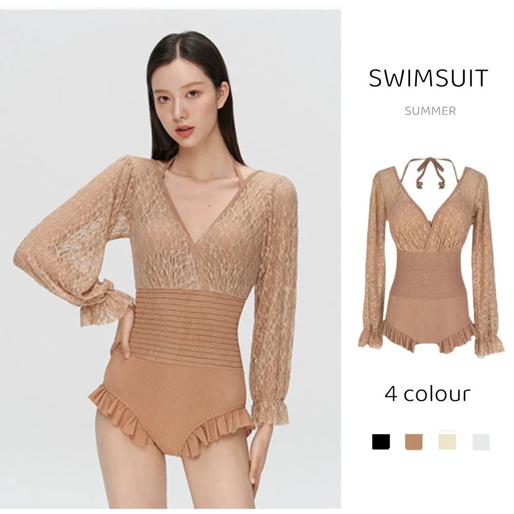 Đồ Bơi Một Mảnh Tay Dài Phối Ren kj048