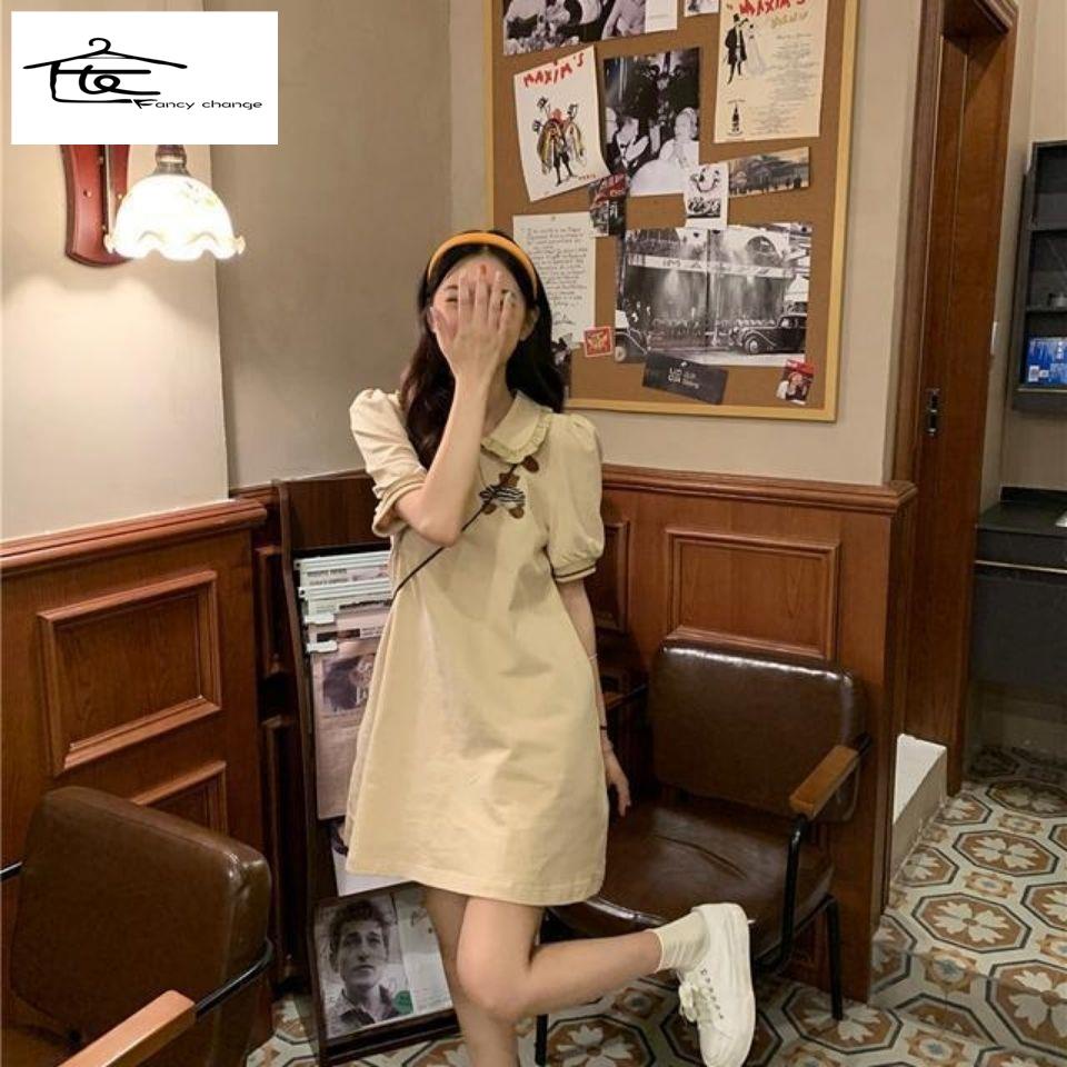 Đầm Tay Ngắn Cổ Búp Bê Phong Cách Hàn Quốc Thời Trang Mùa Hè Hàng Mới Dành Cho Bạn Nữ 2022