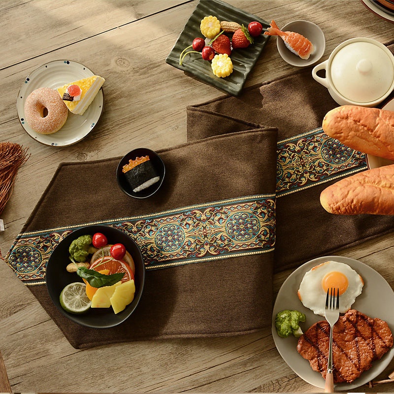 Khăn Trải Bàn Dài Bằng Vải Lanh Phong Cách Trung Hoa Đơn Giản Mới