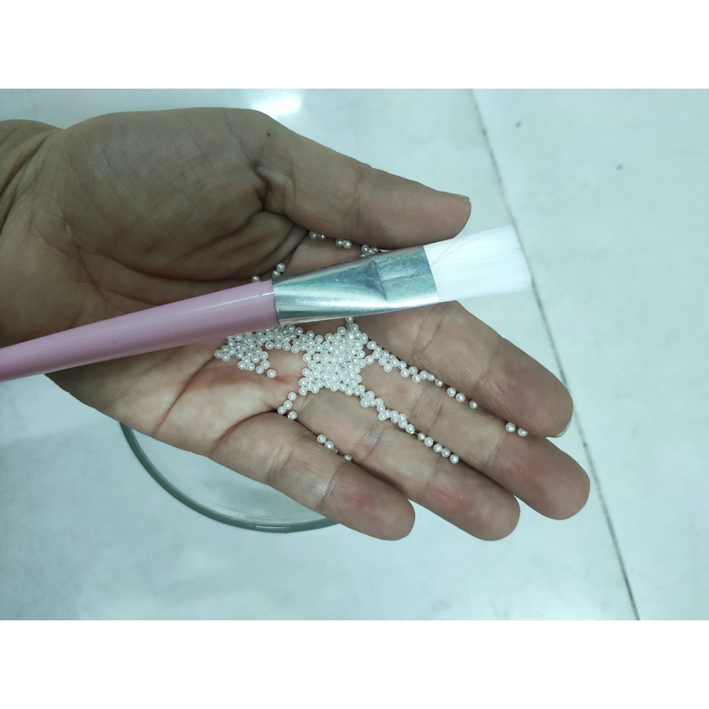 Gói 5gam Hạt châu, Ngọ c trai nhỏ li ti không lổ 2mm màu kem dùng trong trang điểm
