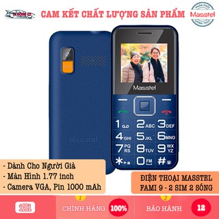 [Mã 2404EL10K giảm 10K đơn 20K] Điện Thoại Masstel Fami 9 Dual SIM - Phím Lớn, Pin Trâu, Dành Cho Người Già [CHÍNH HÃNG]