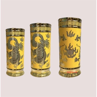 Bình ống-ống đựng nhang hàng 3d vàng gốm sứ cao cấp-nhiều kích thước