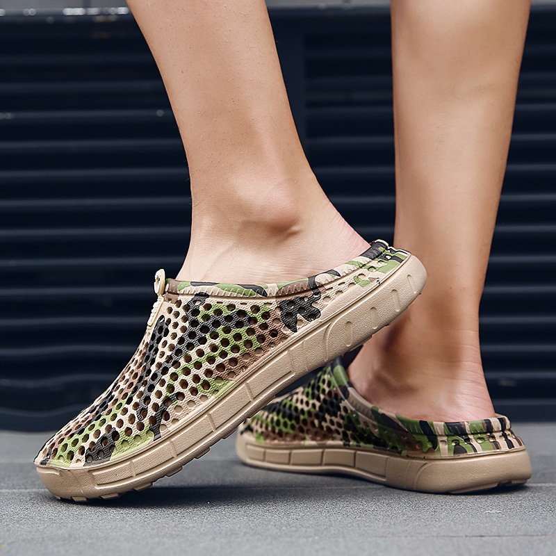 [ASZC] Dép đi biển Hở Lỗ Siêu Nhẹ Thoáng Khí Họa Tiết Rằn Ri Thời Trang Cho Nam