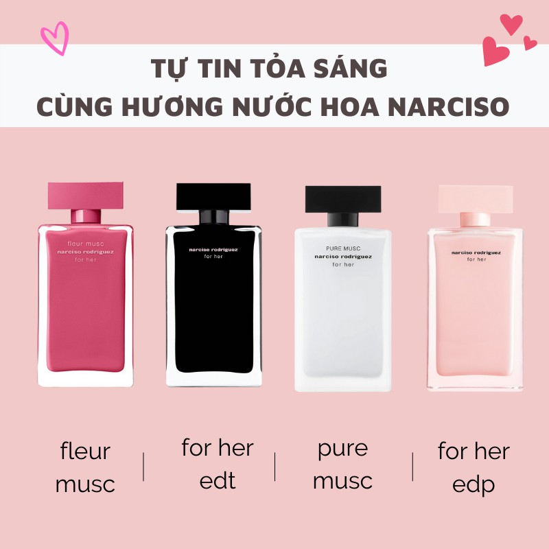 Set 4 chai Nước Hoa Narciso Rodriguez 30ml/1 chai Cực Thơm Lưu Hương 12h Kèm Hộp Sang Trọng, Set Nước Hoa Narciso