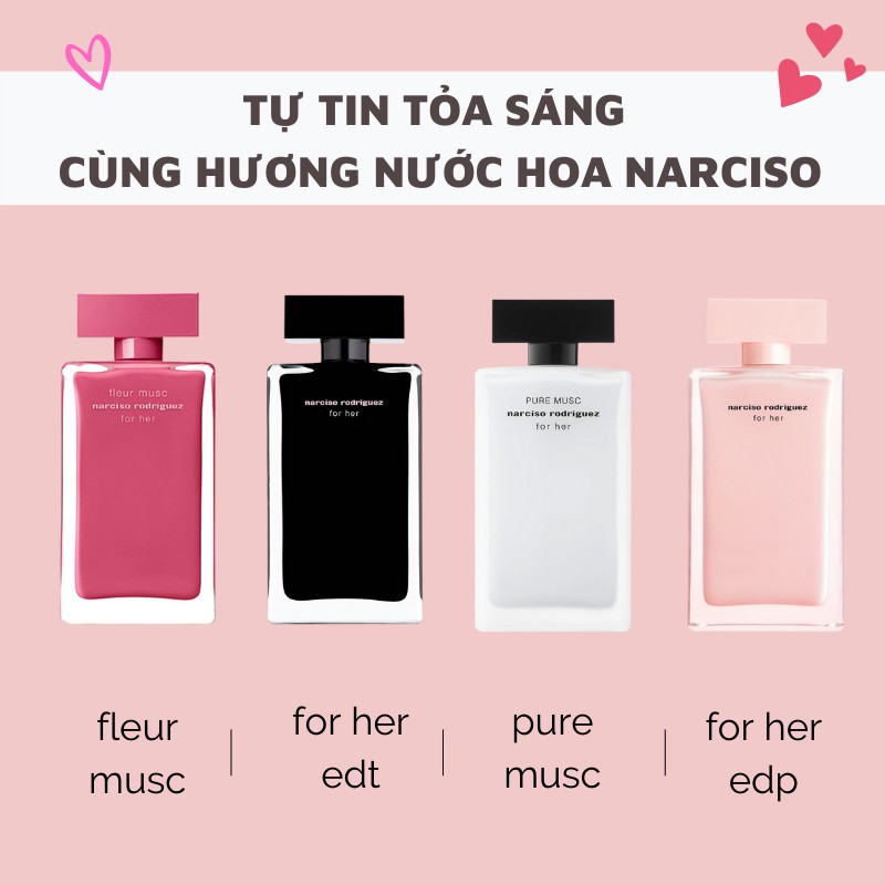 Set 4 chai Nước Hoa Narciso Rodriguez 30ml/1 chai Cực Thơm Lưu Hương 12h Kèm Hộp Sang Trọng, Set Nước Hoa Narciso