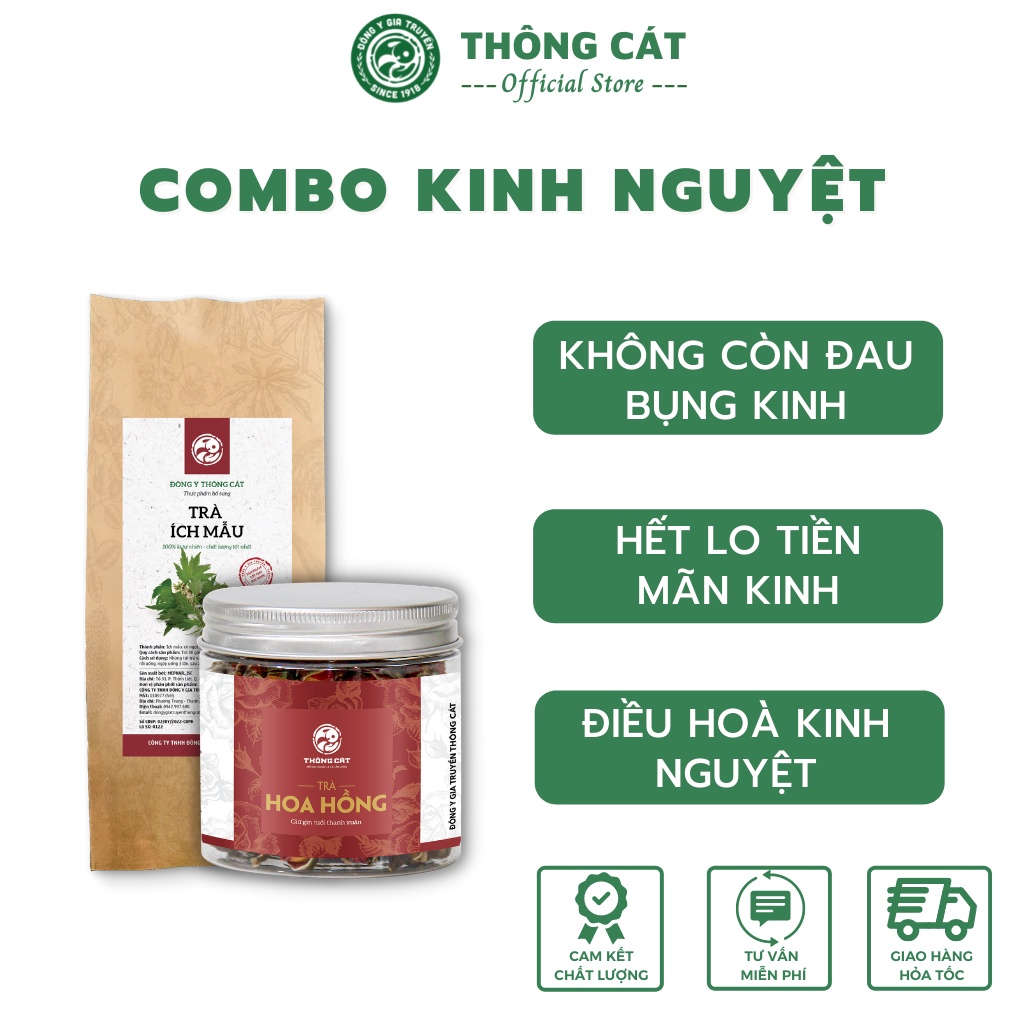 Set trà ích mẫu+ trà hoa hồng giúp điều hòa kinh nguyệt, giảm đau bụng kinh, cân bằng nội tiết tố nữ, bổ máu, đẹp da
