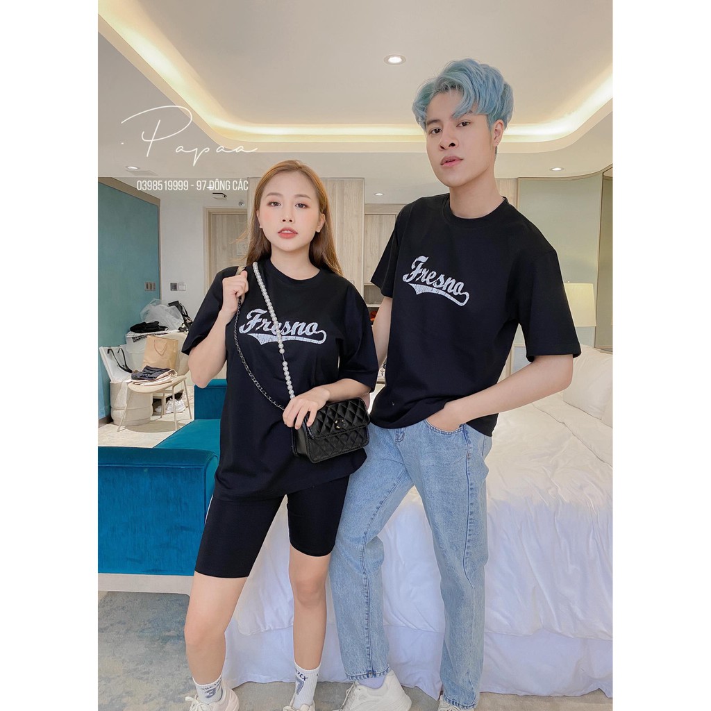 Áo phông nam nữ Hàn Quốc unisex chữ FRESNO 672 PAPAA SHOP