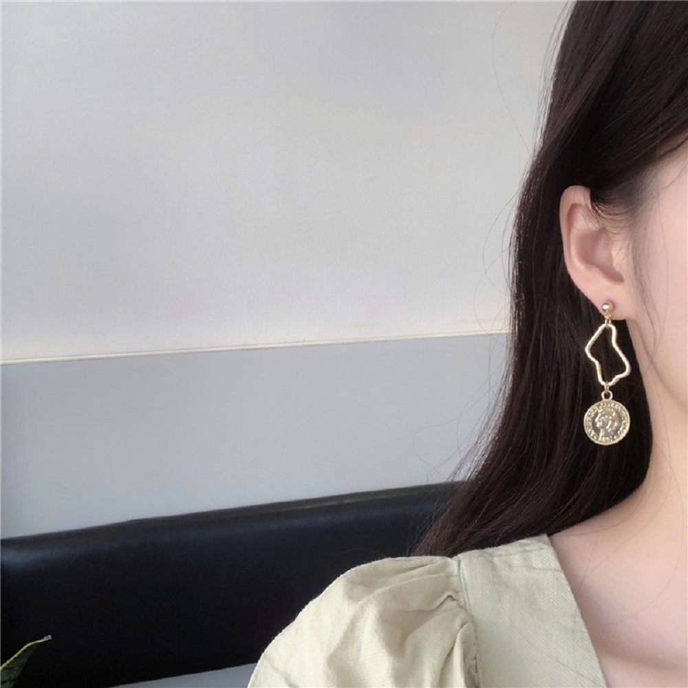 Bông Tai Dáng Dài Mặt Hình Tròn S925 Cho Nữ