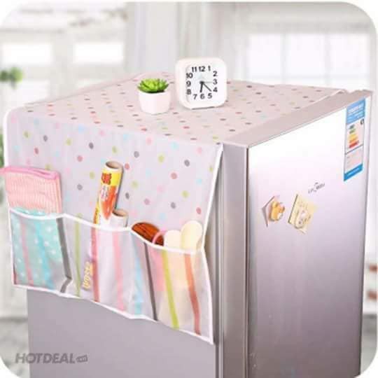 Tấm Phủ Tủ Lạnh/ Che Tủ Lạnh Chống Thấm Nước kiêm đựng đồ tiện ích