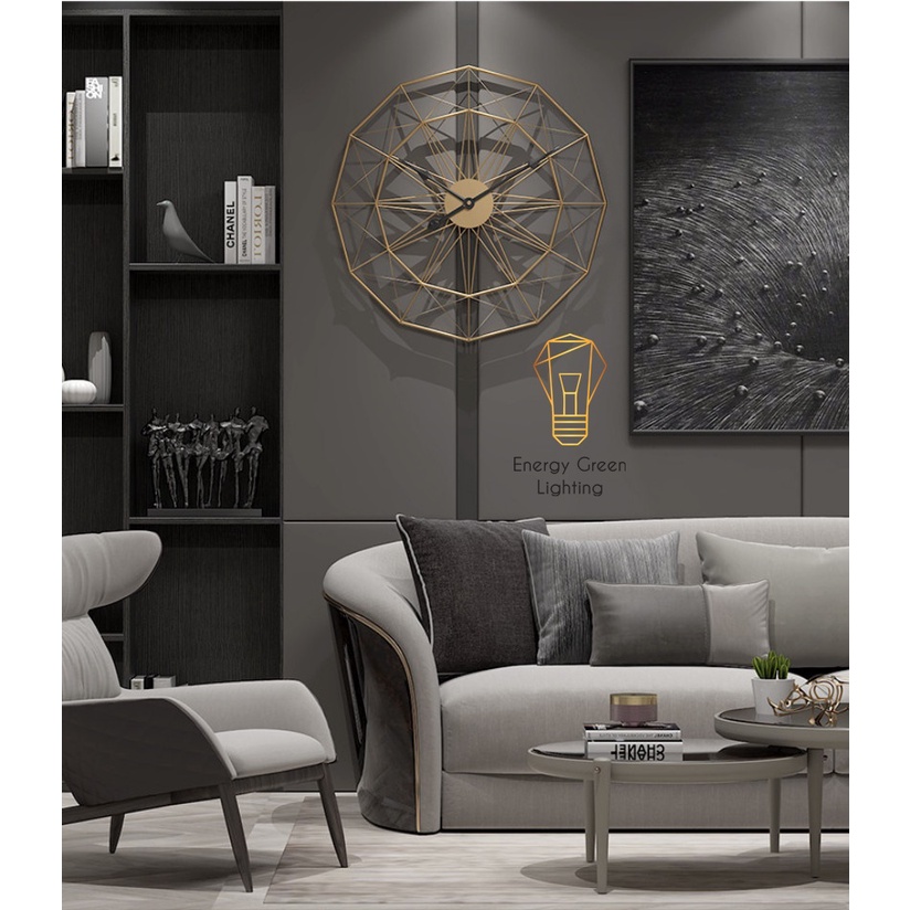Đồng Hồ Treo Tường Energy Green Lighting Vintage DH-98 - Trang Trí Nghệ Thuật Cao Cấp - Sang Trọng - Đường Kính 60cm