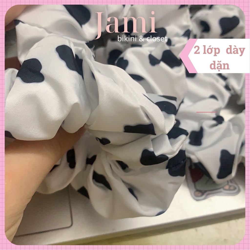 Dây cột tóc scrunchies, chun cột tóc Bò sữa Xốp 12cm freeship giá rẻ bán sĩ chạy deal 1k -  jami -CT_HOACUC