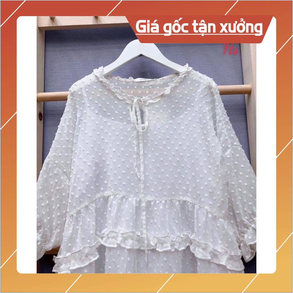 Set Áo Voan Đốm Lót Kèm Áo Lót Trong Babydoll Nhẹ Nhàng Nữ Tính xinh sắn [Có Video Và Ảnh Thật] tại LEO T VA T SP000111 | BigBuy360 - bigbuy360.vn