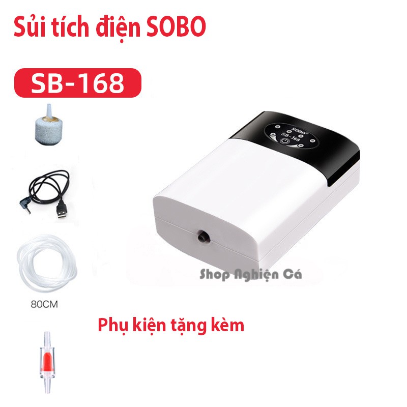 Máy sủi khí oxy di động Pin sạc nhiều lần Đầy đủ phụ kiện Thương hiệu SOBO