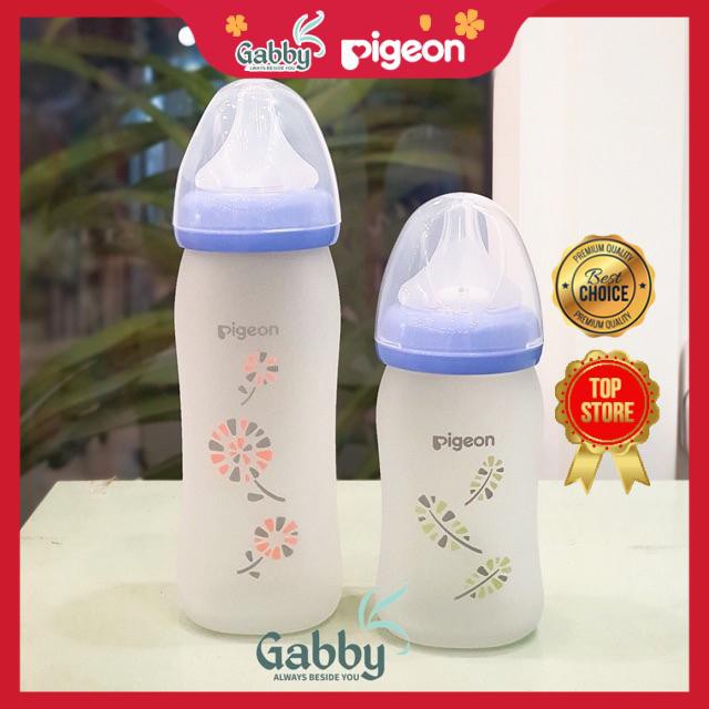 BÌNH PIGEON NỘI ĐỊA NHẬT THỦY TINH PHỦ SILICON 160ML 240ML