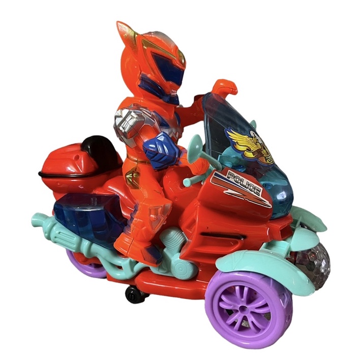 Lồng Đèn Trung Thu Siêu Nhân Lái Motor Police Sẵn Pin Có Đèn Nhạc Cho Bé