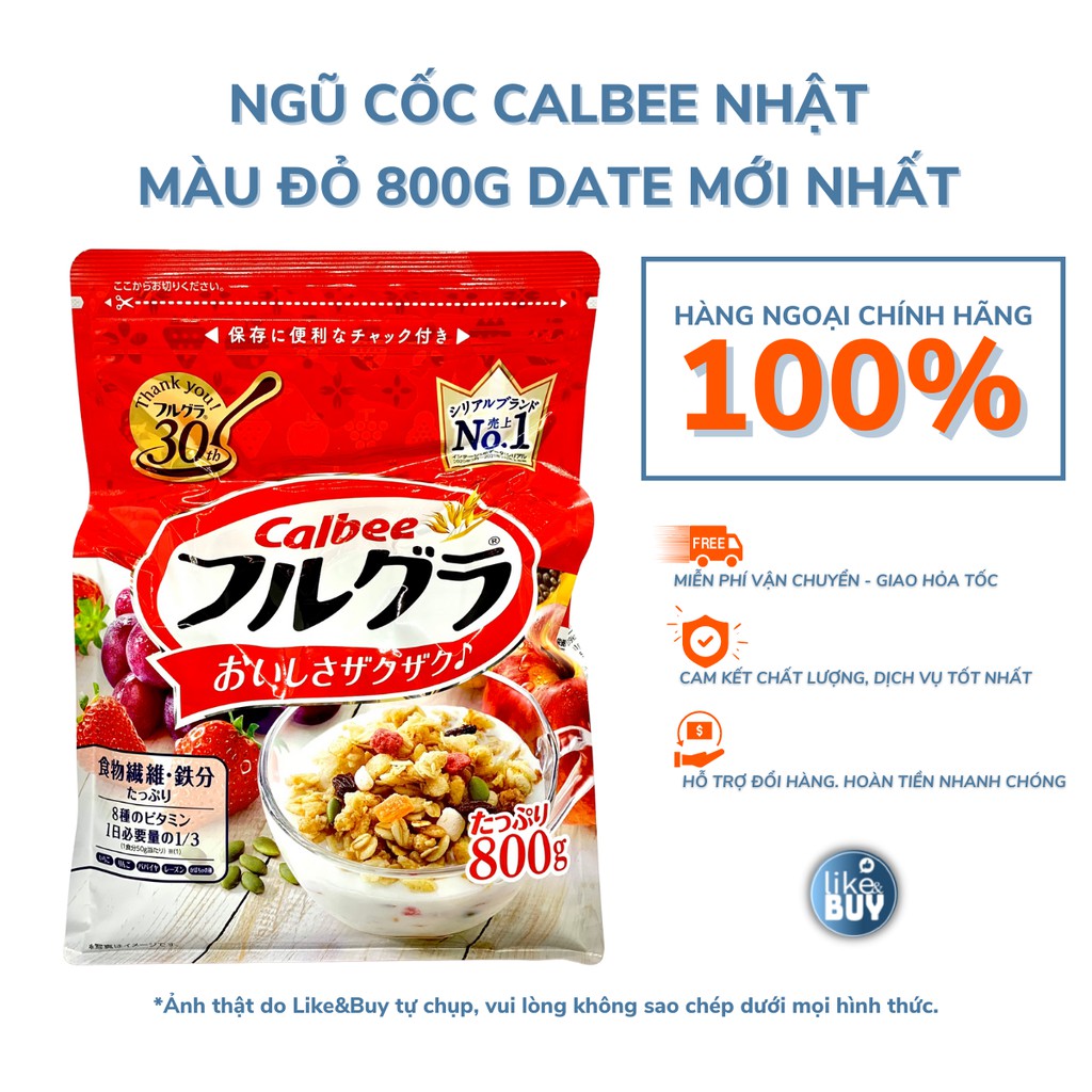 Ngũ cốc Calbee đỏ 800g Nhật Bản thuần organic từ trái cây - hàng ngoại Like&amp;Buy