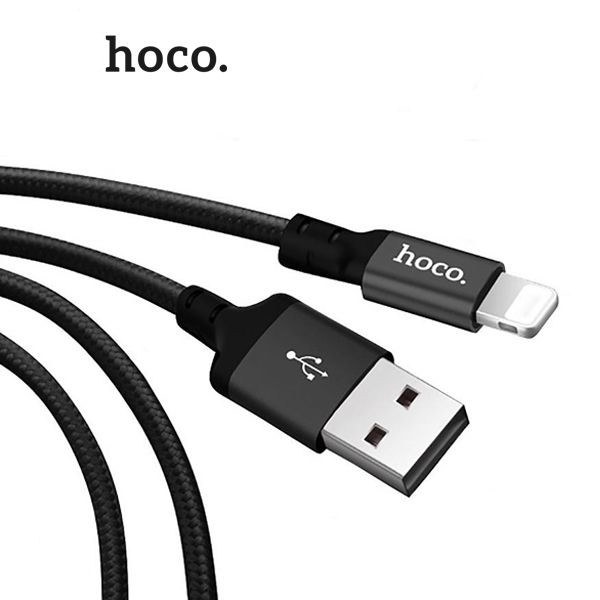 Cáp sạc Hoco X.14 cho ip 7/8/11/12 pro max đen 2M USB sạc nhanh 2.1A dành cho. dây bọc dù chống đứt, dài 2m