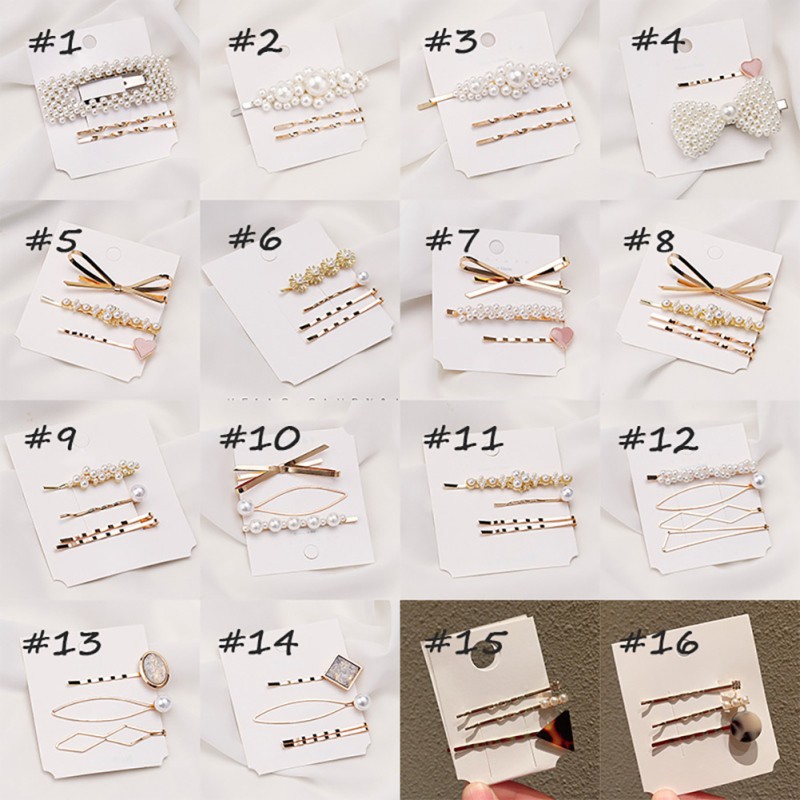 Kẹp tóc hình trái tim và ngọc trai