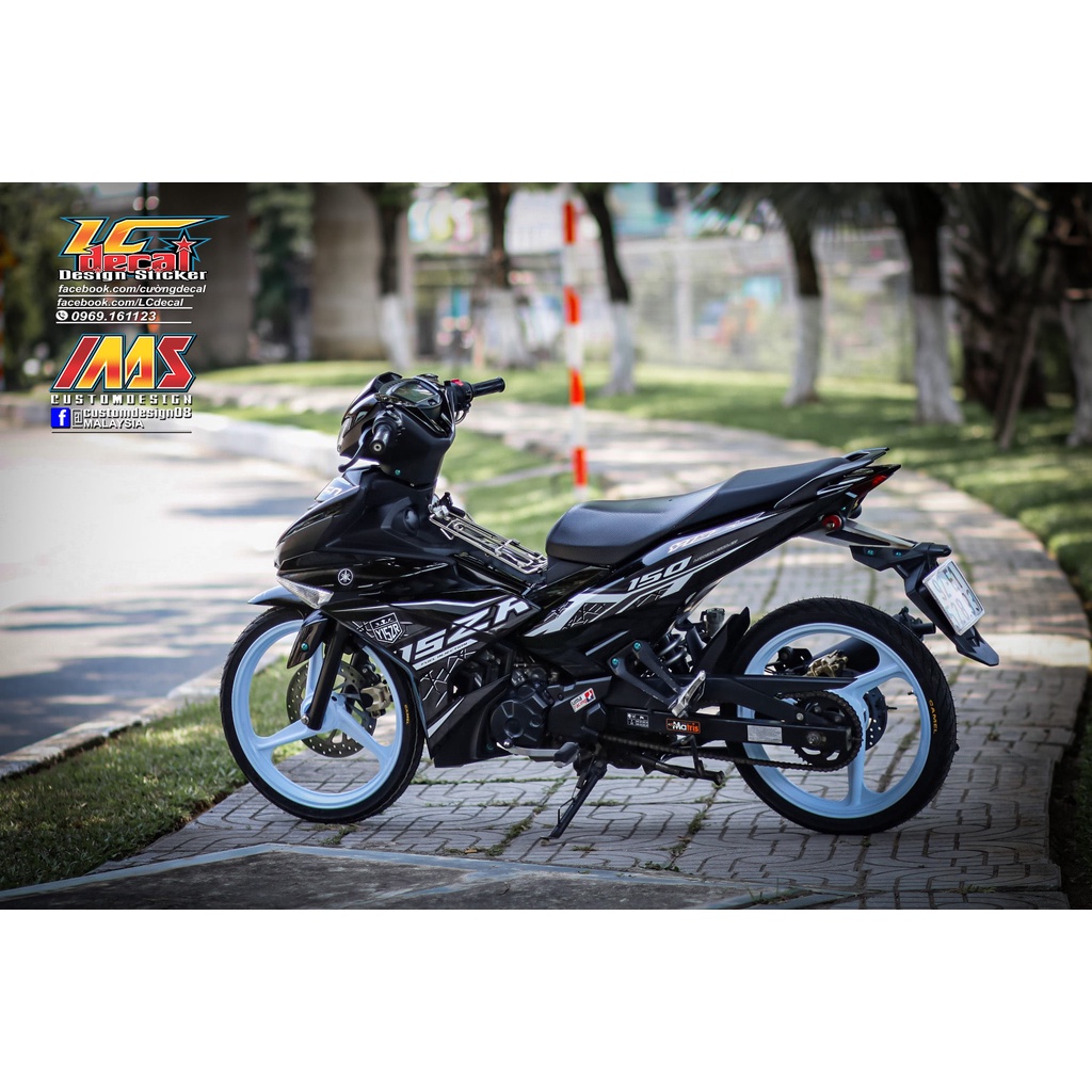 Tem rời Exciter 150 đen xám trắng y15zr , tem 3 lớp cáo cấp