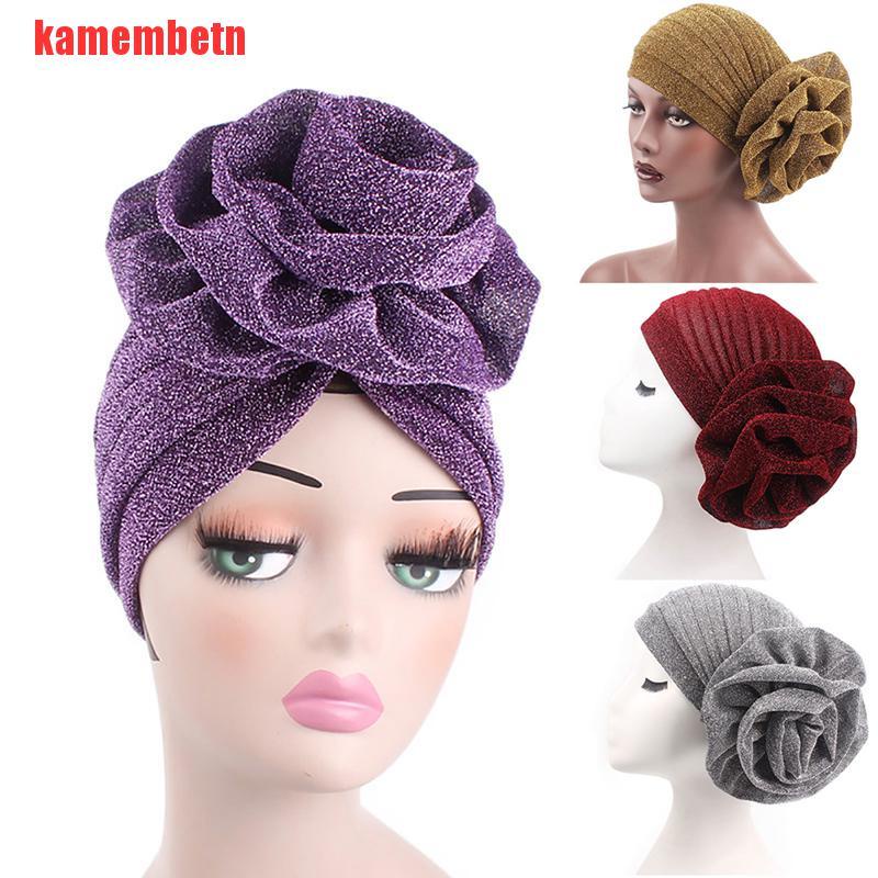 Mũ Turban Đính Hoa Lớn Lấp Lánh Phong Cách Ấn Độ Cho Nữ