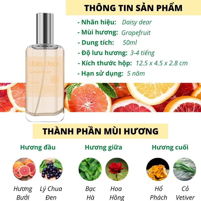 Nước hoa nữ thơm lâu hương hoa thiên nhiên vỏ hộp sang trọng Daisy Dear 50ml
