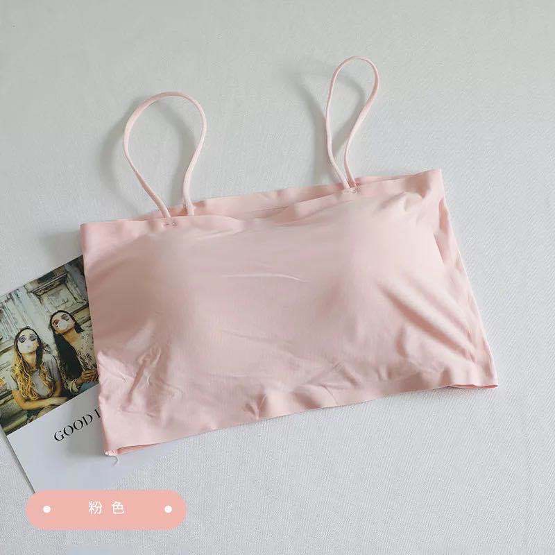 Áo Lót Lụa Mát Không Đường May Hở Lưng Có Đệm Ngực Phong Cách Hàn Quốc Thời Trang Mùa Hè