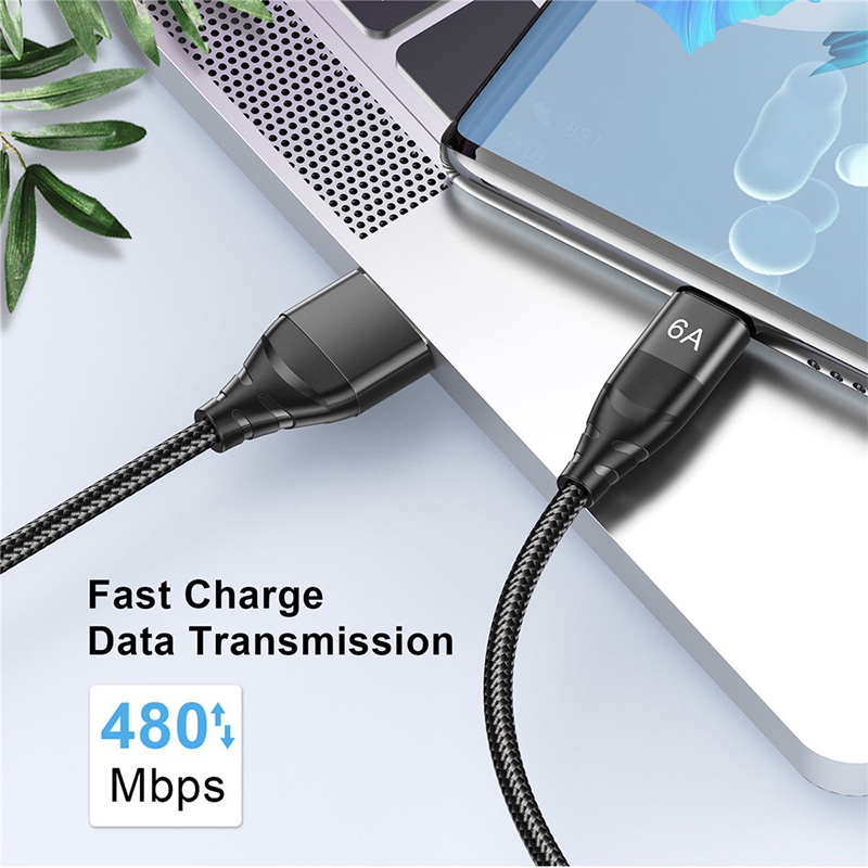 Cáp Sạc Nhanh USB Type C 1M/2M/6A 66W Cho Android Và Huawei