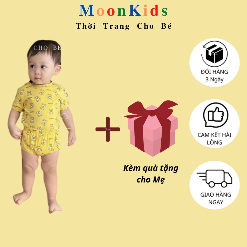 Bộ Cộc Tay Quần Chip KÈM QUÀBộ Chip Gấu cho bé từ 4-16kg Cotton 100% body chip cho bé gái,bộ chip cho bé trai