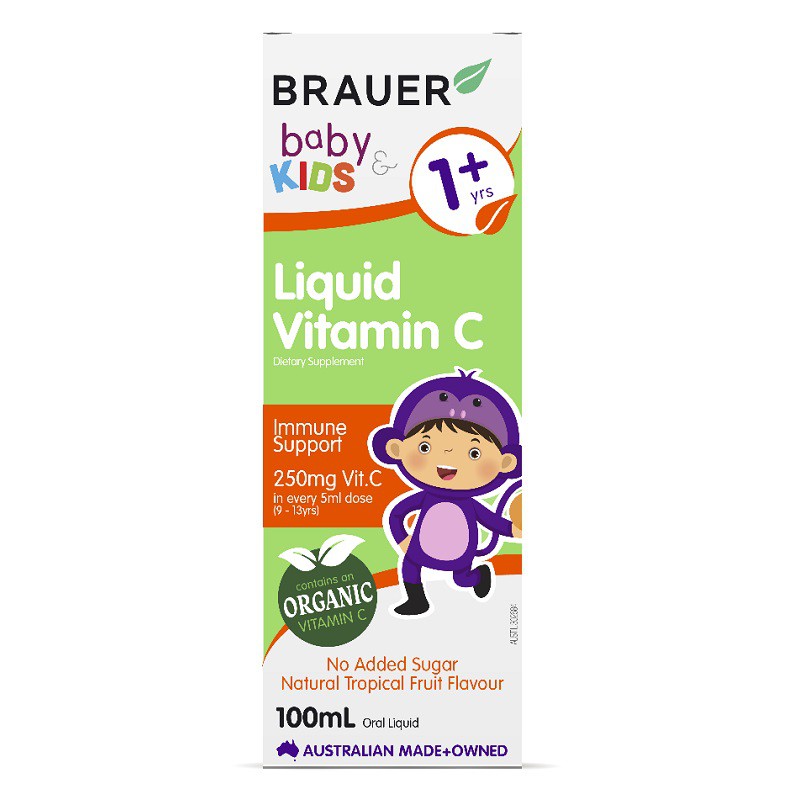 Thực phẩm bổ sung Vitamin C Brauer Baby Kids Liquid 100mL dành cho trẻ trên 1 tuổi - QT258
