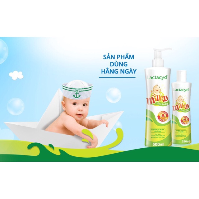 (500ml) Sữa tắm gội trẻ em Lactacyd Milky Mẫu Mới 2020