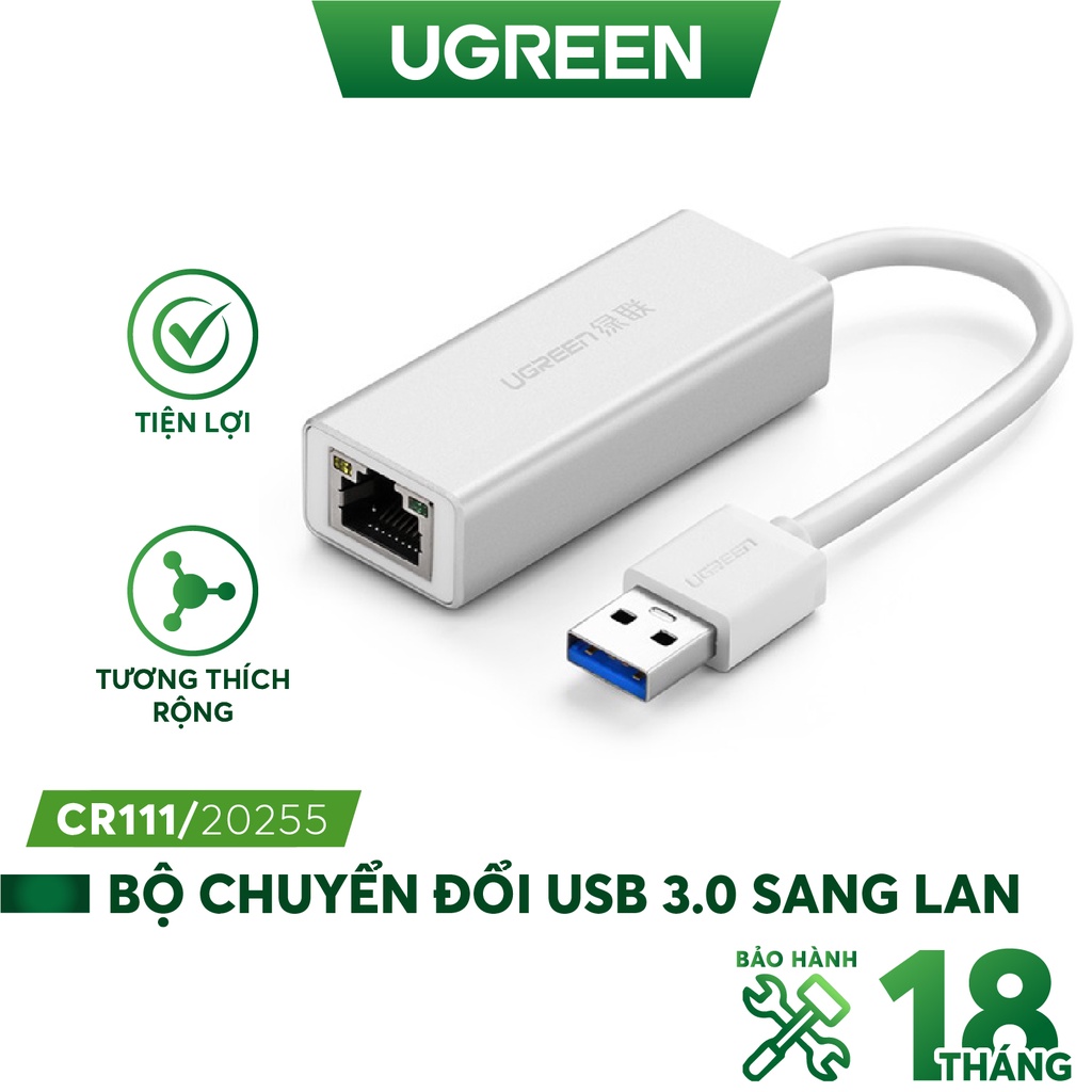 Bộ chuyển đổi USB 3.0 sang LAN 10/100/1000 Mbps UGREEN CR111