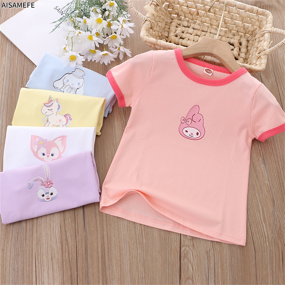Áo Thun Tay Ngắn In Hình Linabell Stellalou Cinnamoroll Melody Bằng Cotton Dành Cho Bé Gái 3-8 Tuổi