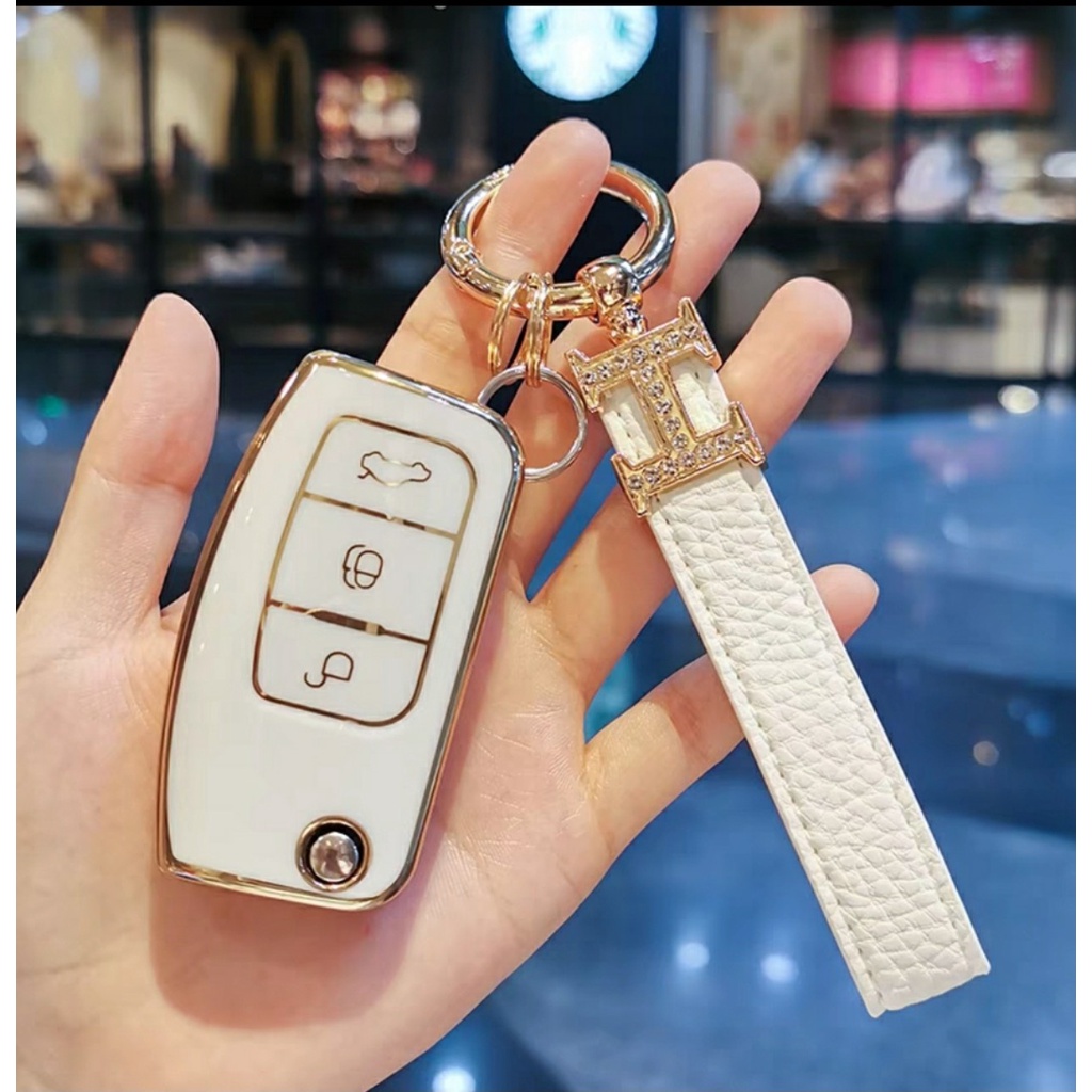 Móc khoá da chữ H móc chìa khóa cao cấp nhiều màu cho xe hơi xe máy