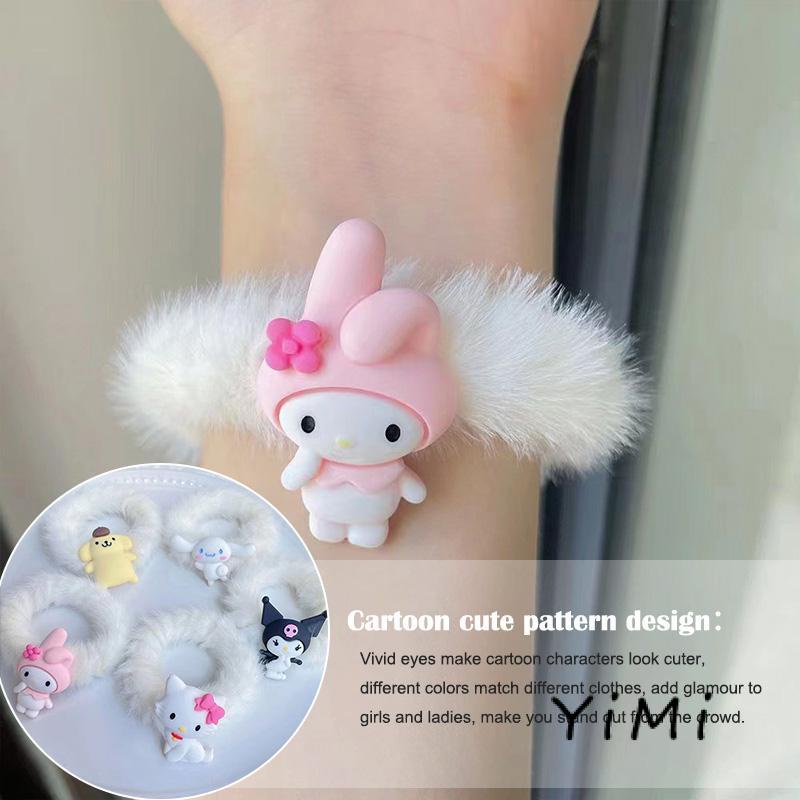 Dây cột tóc lông nhung họa tiết hoạt hình phong cách Hàn Quốc dễ thương