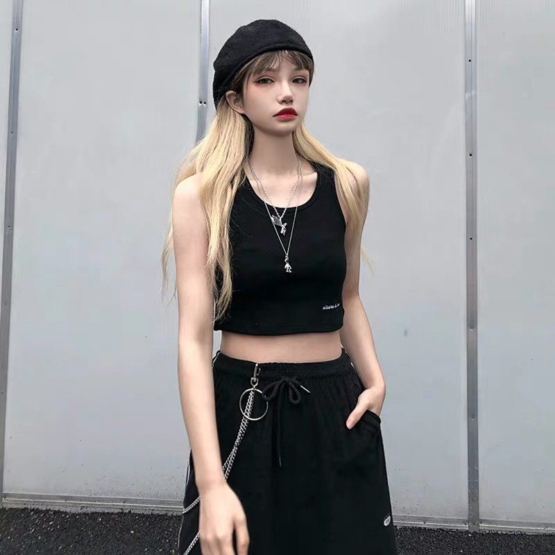 [Mã FAMAYWA giảm 10K đơn 50K] Áo ba lỗ thêu cạnh KA Closet 2 màu Đen, Xám đậm, chữ thêu, chất zip cotton | BigBuy360 - bigbuy360.vn