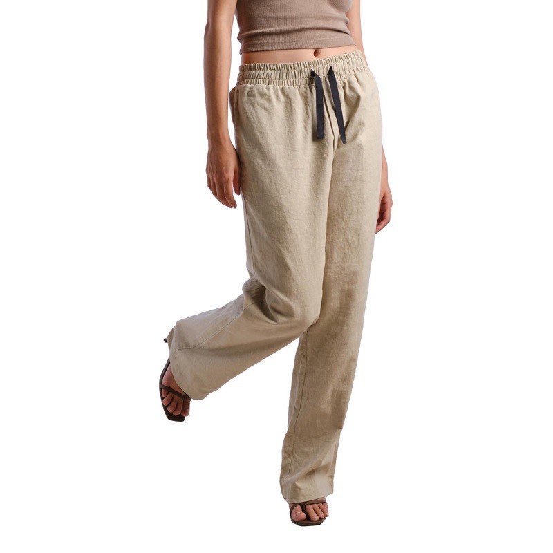 LINEN PANTS - Quần Lanh Ống Suông (Nâu Beige)