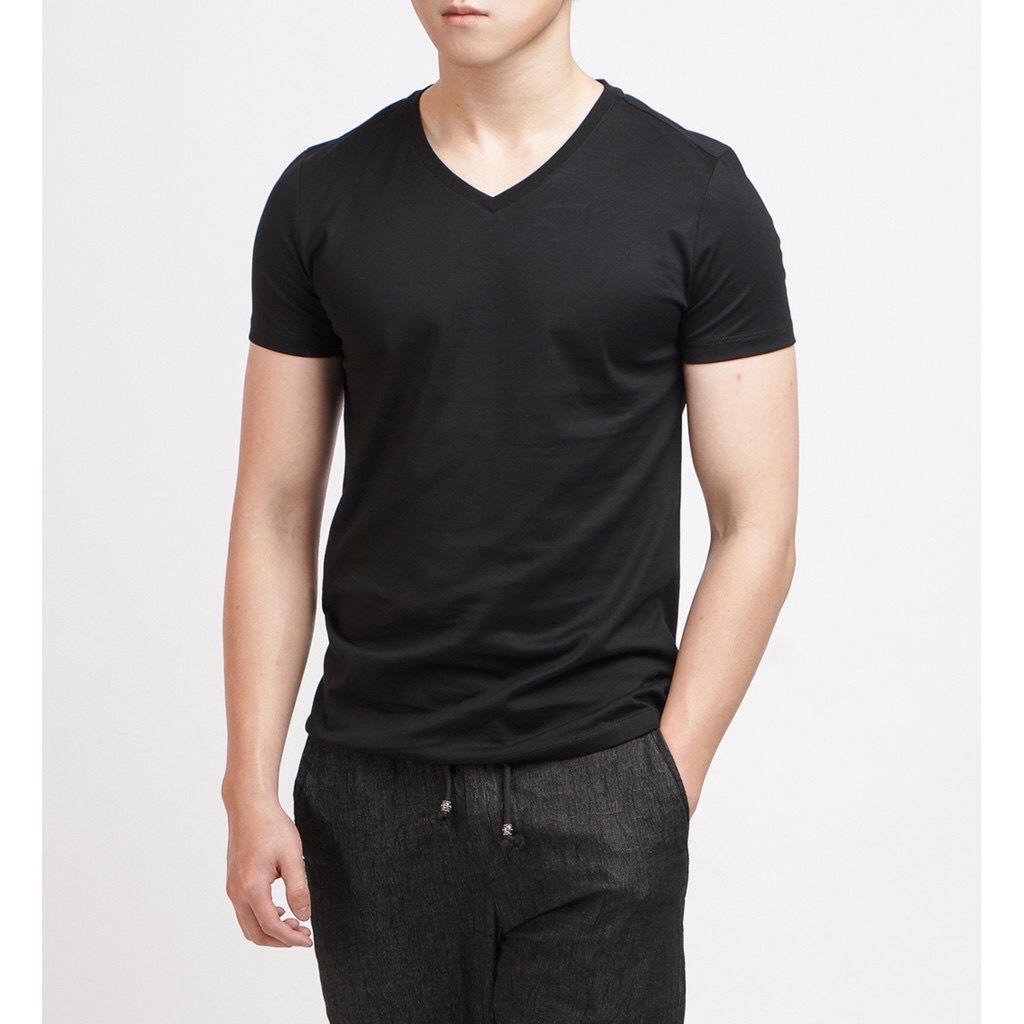 Áo Thun Cổ Tim Nam Vải Cotton Dày Đẹp Màu
