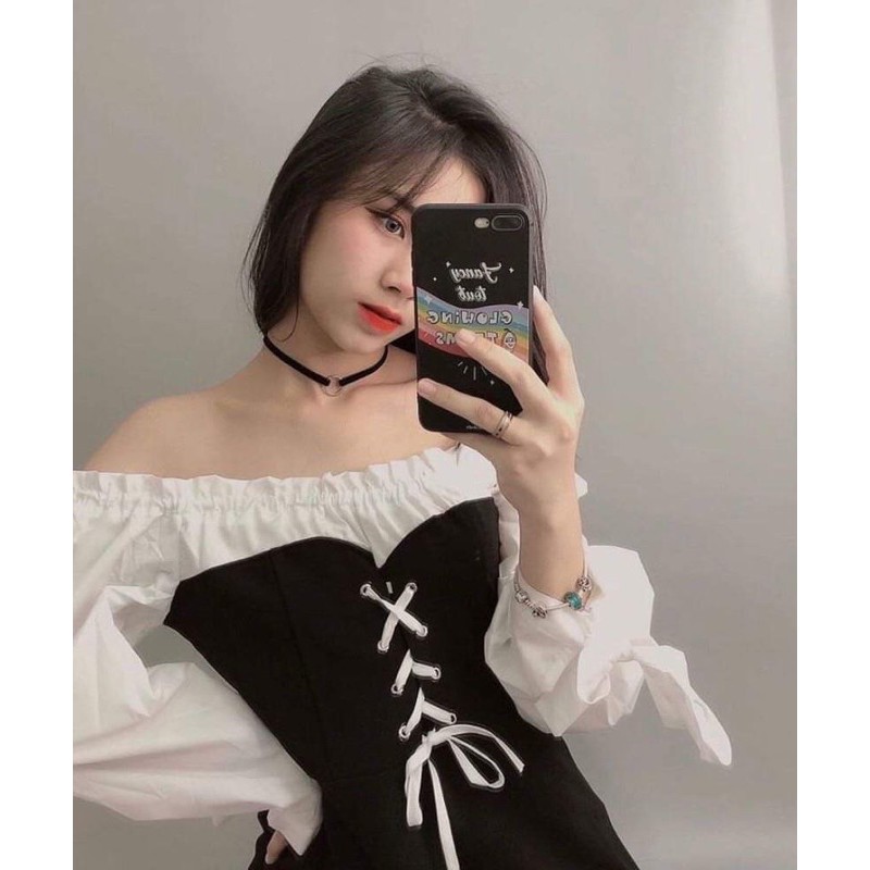 FERY DRESS - ĐẦM TRỄ VAI PHỐI TRẮNG ĐAN DÂY NGỰC | BigBuy360 - bigbuy360.vn