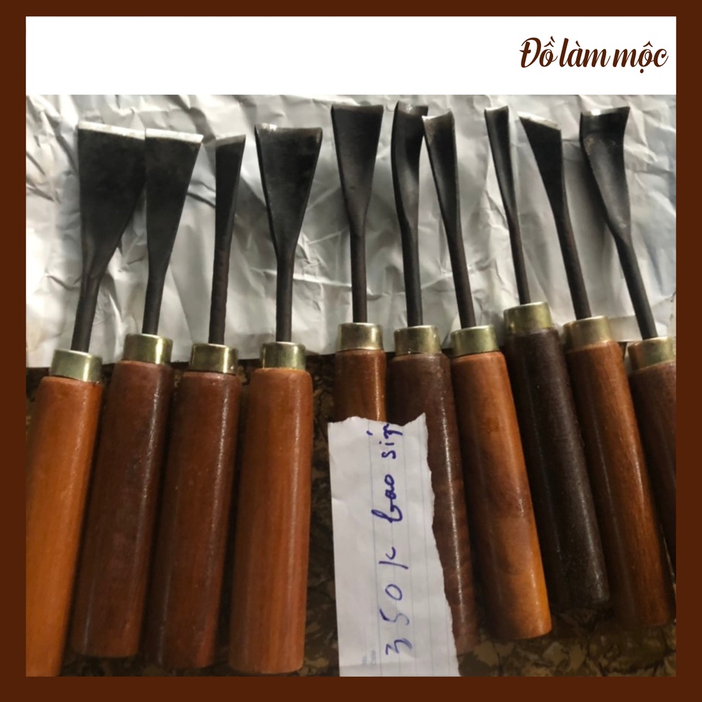 Bộ 10 cây đục móng cong thẳng kết hợp 3 lưỡi thẳng 7 lưỡi cong cỡ lớn đục bạt phẳng điêu khắc gỗ đục bàn ghế tủ giường