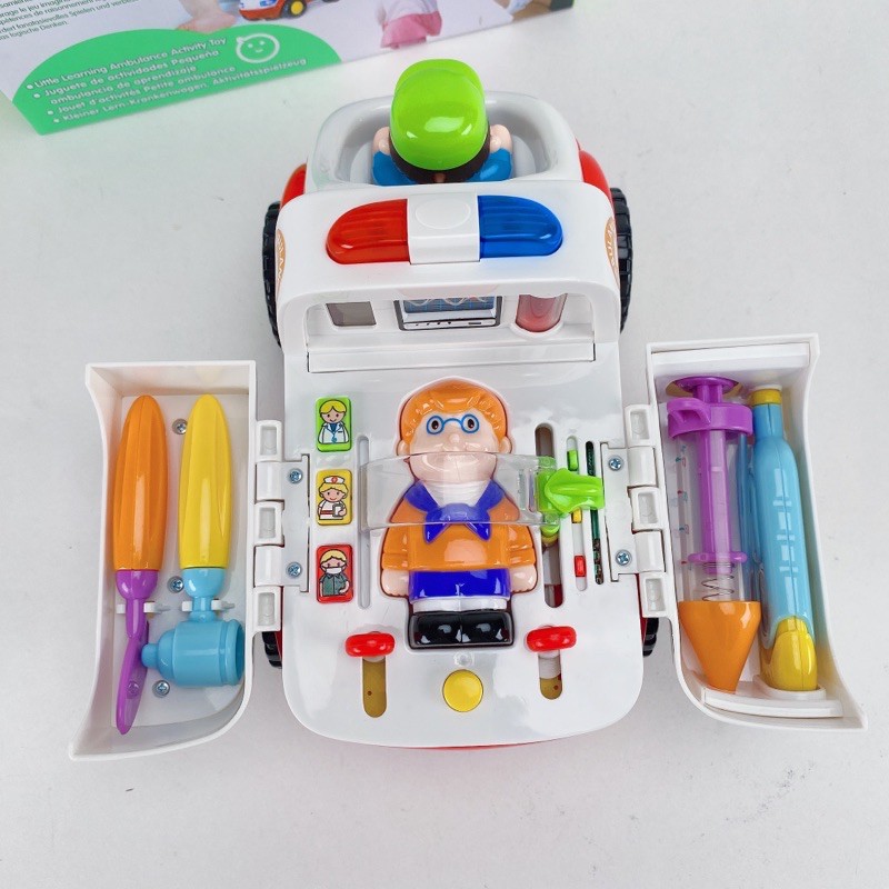 𝐍𝐎𝐖 𝐒𝐇𝐈𝐏 Hộp Đồ Chơi Xe Cứu Thương Chạy Pin Hãng Hule Toys Xe Cấp Cứu Bệnh Nhân Hướng Nghiệp Cho Bé