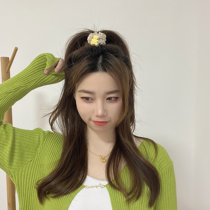 Dây Cột Tóc/Vòng Tay Hai Mặt Hình Gấu Hoạt Hình Dễ Thương Đa Năng Cho Cặp Đôi