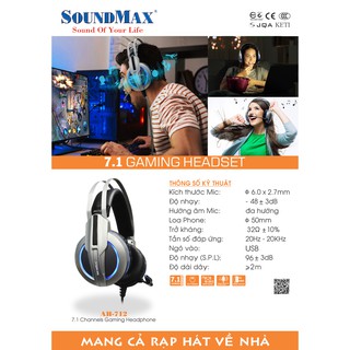 Tai nghe led gaming 7.1 soundmax ah-712
