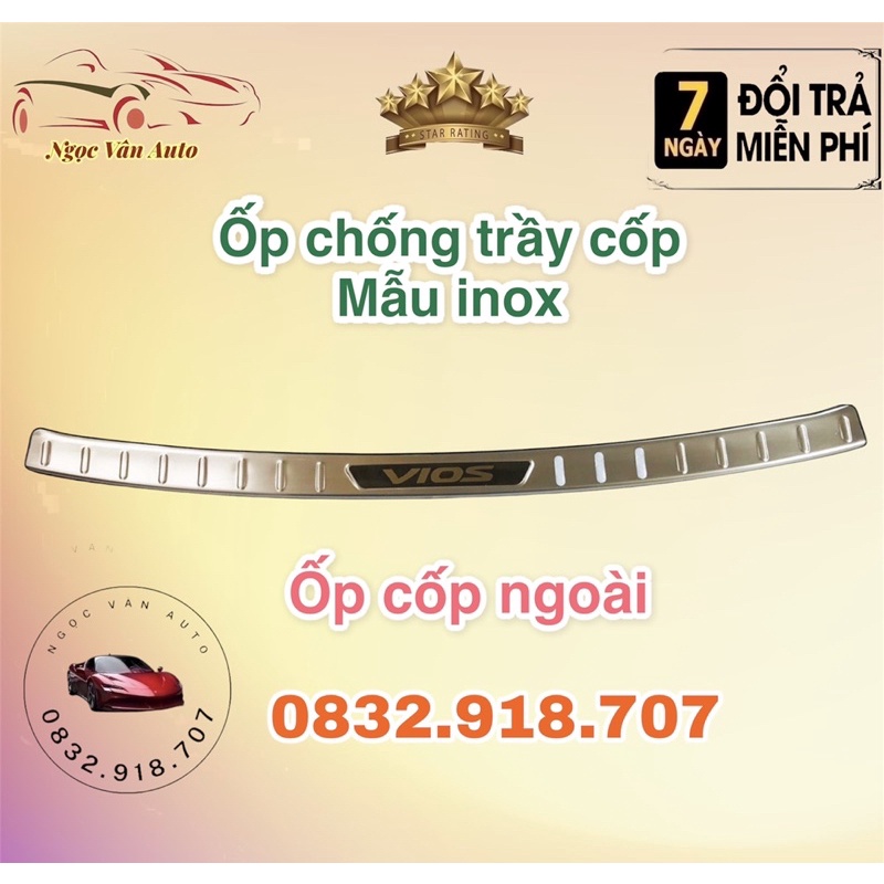 Ốp chống trầy cốp Vios 2019 - 2021 inox cao cấp