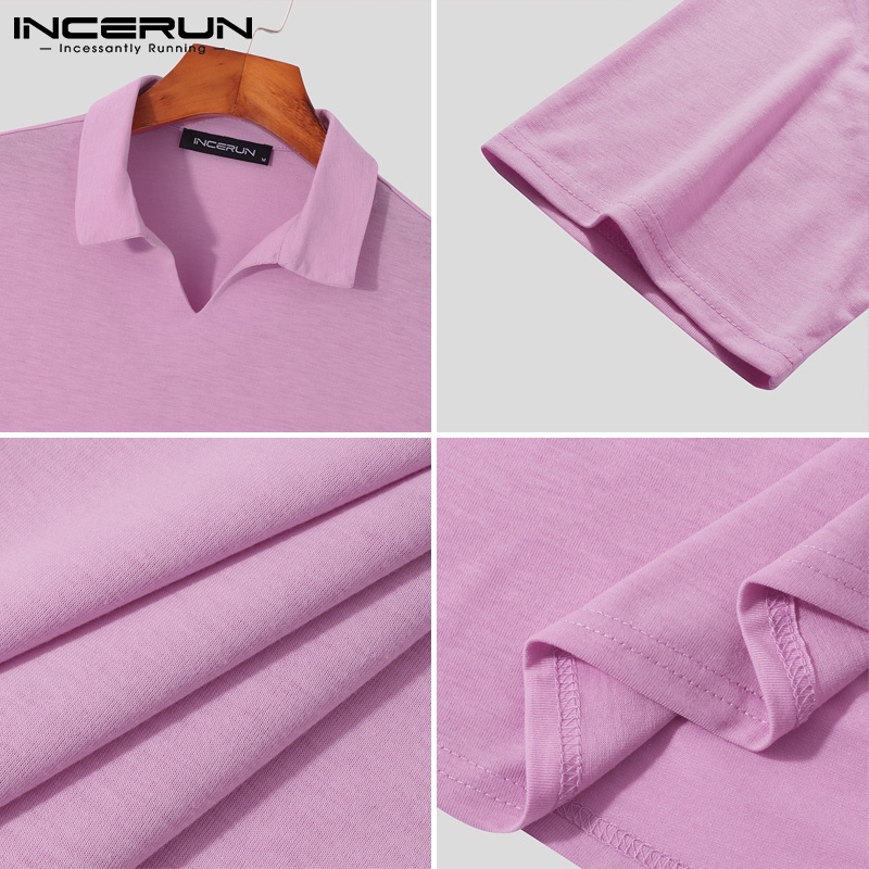 Áo Thun INCERUN Polo Tay Ngắn Có 5 Màu Thời Trang Cho Nam