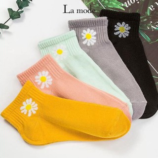 Tất Vớ Cổ Lửng Basic Hình Bông Hoa Cúc Khuyết Cánh - La mode