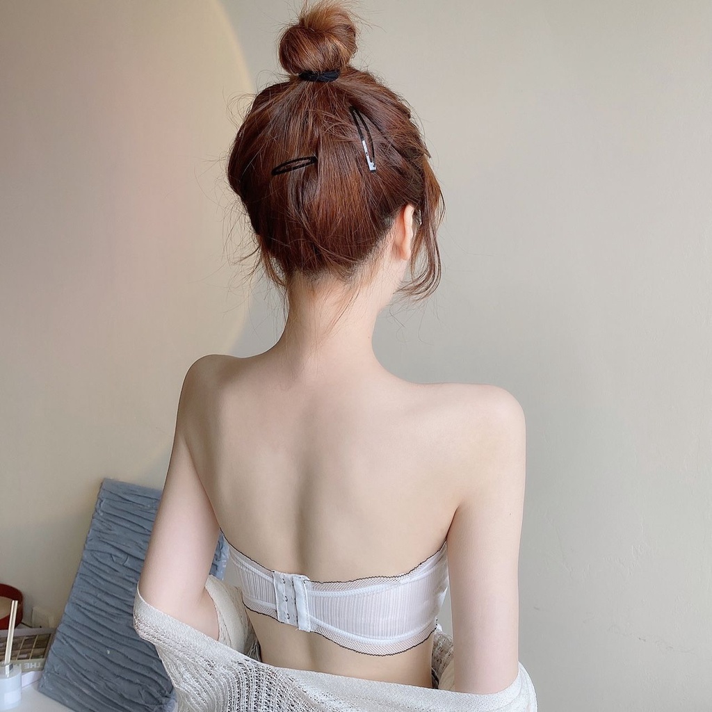 [Miễn Phí Dây Đeo Vai] Áo Lót Không Dây Bằng Lụa Lạnh Mỏng Vô Hình Định Hình Lưng Cho Nữ Sinh